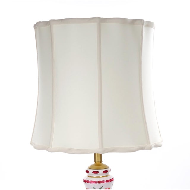 Traditional Antique Bohemian Cranberry Crystal, Painted and Gilt Gold Decorated Table Lamp For Sale - Image 3 of 12