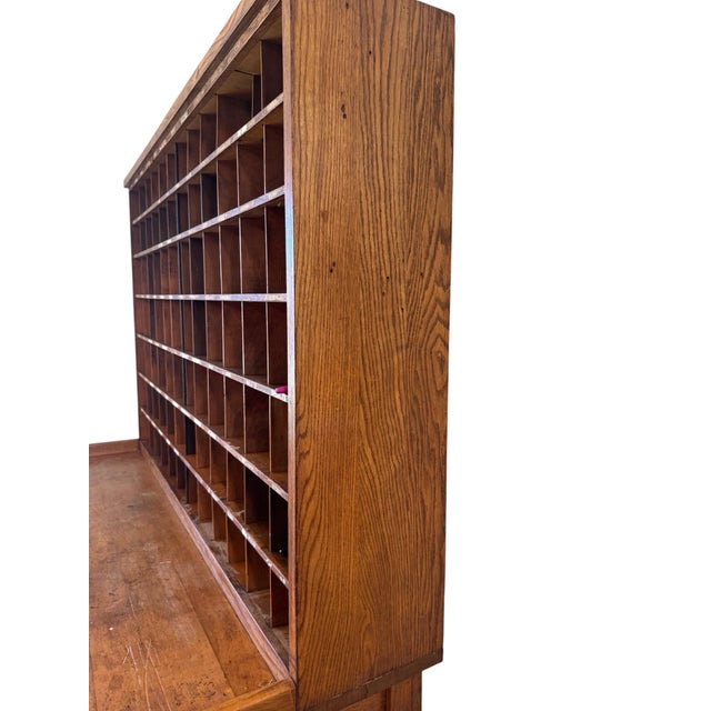1953 U.S. Post Office Department Oak Mail Sorting Desk With 84 Cubbies For Sale - Image 9 of 9