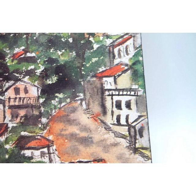 Vintage Signed European Mountain Village Landscape Watercolor Painting by Louis Redstone For Sale - Image 9 of 10