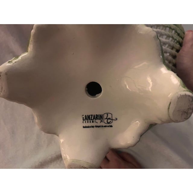 1990s Lanzarin Ceramiche Italian Hand-Painted Ceramic Basket With Lemons and Pedestal For Sale In Naples, FL - Image 6 of 15