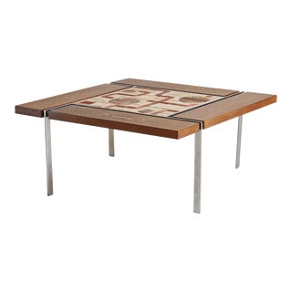Wood + Ceramic Tile Coffee Table by Svend Aage Jessen & Sejer Pottery For Sale
