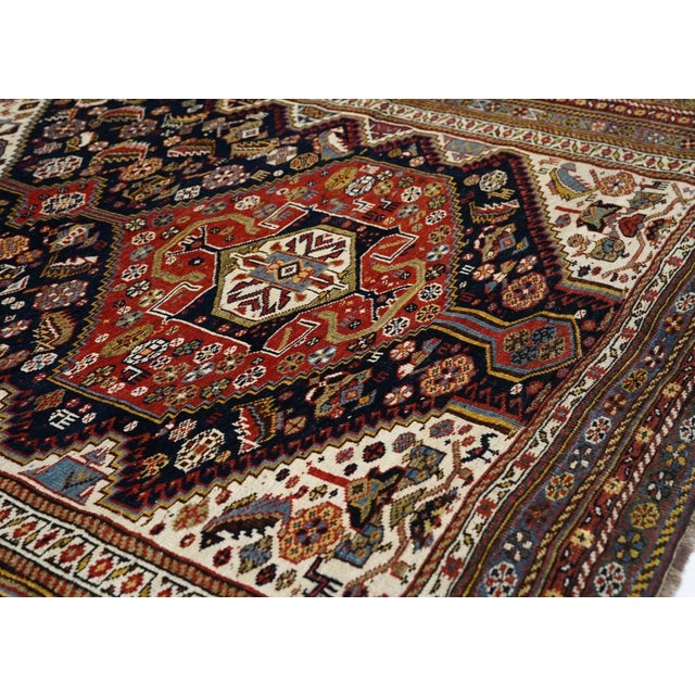 Black Antique Khamseh Tribal Rug 5'8'' x 9'3'' For Sale - Image 8 of 11