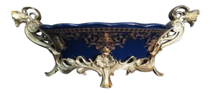 Blue Detailed Gold Bronze Mount Porcelain Bowl