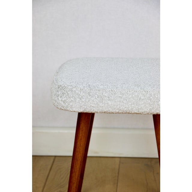 Vintage White-Cream Square Stool in Ivory, 1970s For Sale - Image 3 of 7