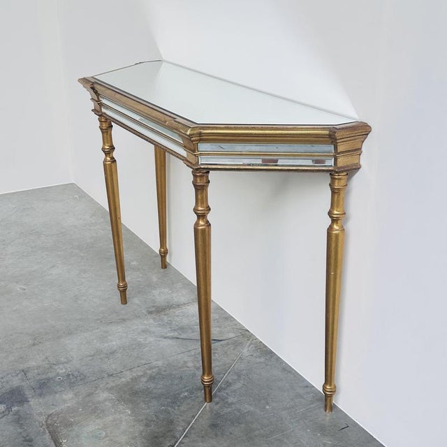 Mirrored Console Table and Matching Octagonal Mirror from Deknudt, Belgium, 1980s, Set of 2 For Sale - Image 4 of 12