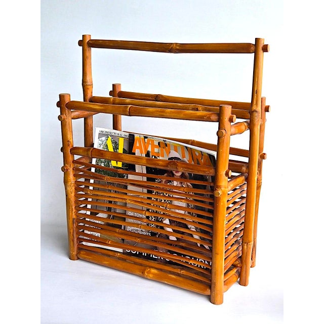 Maitland - Smith 1960s Paul Frankl Style Bamboo Magazine Rack For Sale - Image 4 of 10