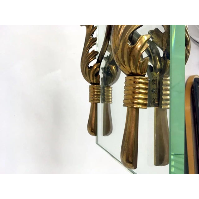 Gold Italian Brass and Glass Chandelier, 1950s For Sale - Image 8 of 12