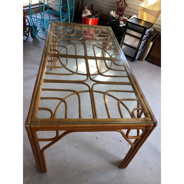 Vintage Bamboo & Glass Top Dining Table Chairish