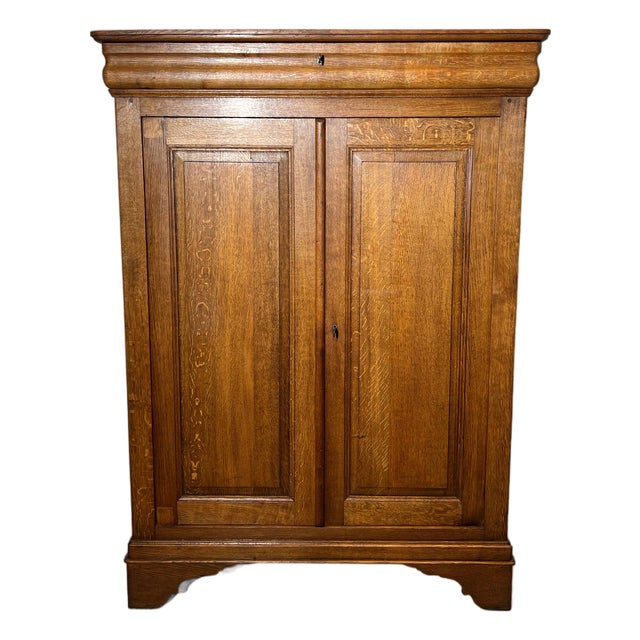Antique Oak Cabinet with Hidden Drawer For Sale