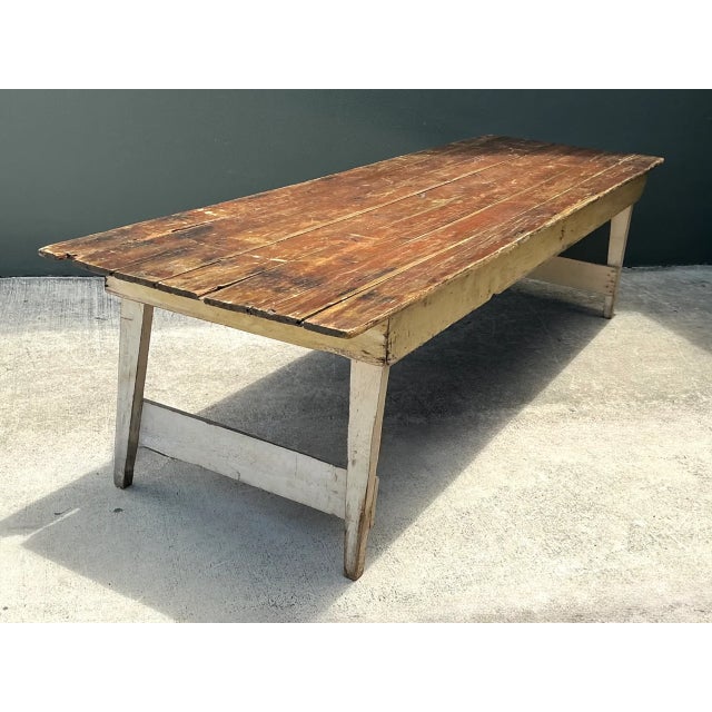 Vintage Rustic Wood Farmhouse Table For Sale - Image 12 of 13