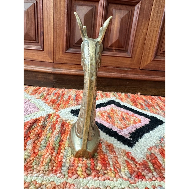 Vintage Brass Giraffe Bust Sculpture, 7.5″ Tall, Made in Taiwan, C. 1970s For Sale - Image 4 of 5
