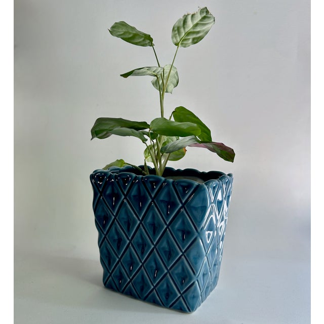 Mid 20th Century Mid Century Modern Cornflower Blue Ceramic Planter For Sale - Image 5 of 17
