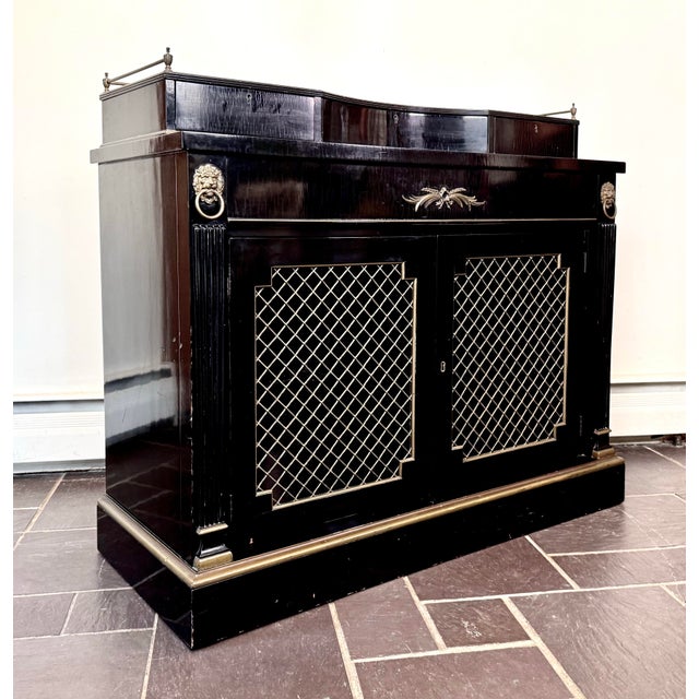 Hollywood Regency 1940’s French Empire Neoclassical Ebonized Buffet Server by Kittinger For Sale - Image 3 of 12