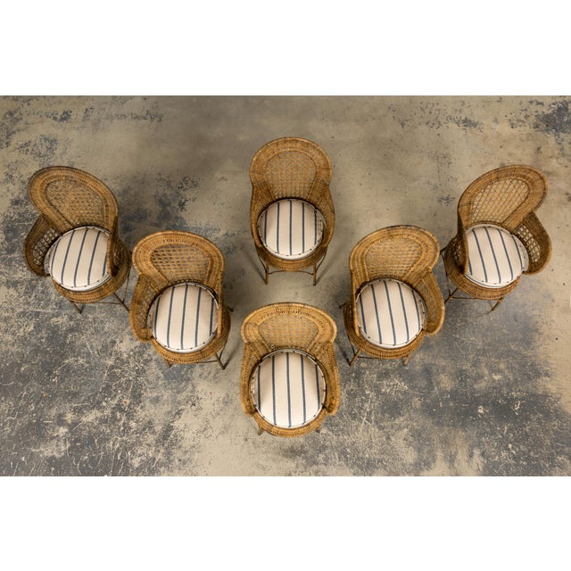 French Provincial Set of Six Mid 20th Century French Riviera Rattan Armchairs, Provence For Sale - Image 3 of 18