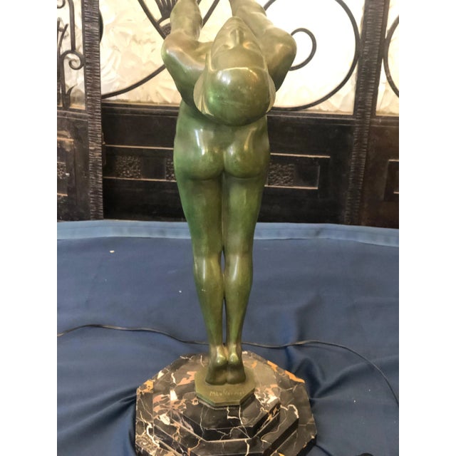 Art Deco Light Statue Signed Max Le Vierre “Clarte” For Sale - Image 12 of 13