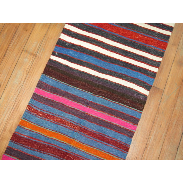 Mid 20th Century Zabihi Collection Vintage Turkish Kilim Runner - 3' x 10'11" For Sale - Image 5 of 6