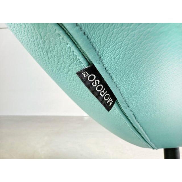 Animal Skin Moroso Swivel Leather Armchair in Blue Turquoise from Patricia Urquiola Swivel For Sale - Image 7 of 12