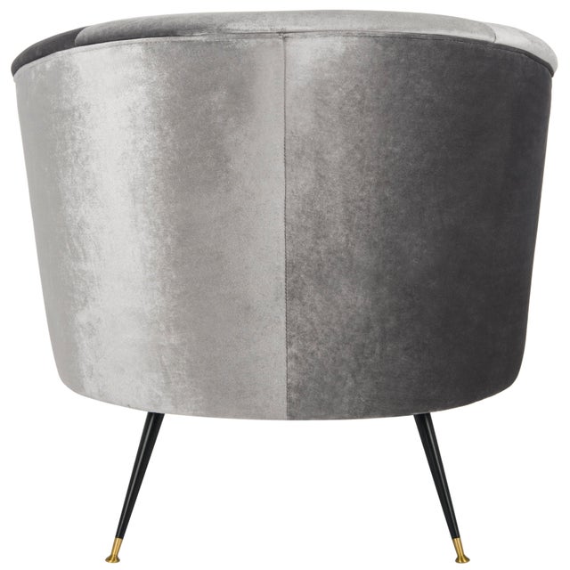 Velvet Retro Mid Century Accent Chair in Grey For Sale In Philadelphia - Image 6 of 10