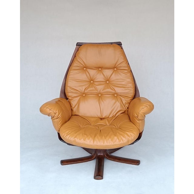 Lounge Swivel Chair attributed to Hans Brattrud for Hove Mobler, 1970s For Sale - Image 9 of 9