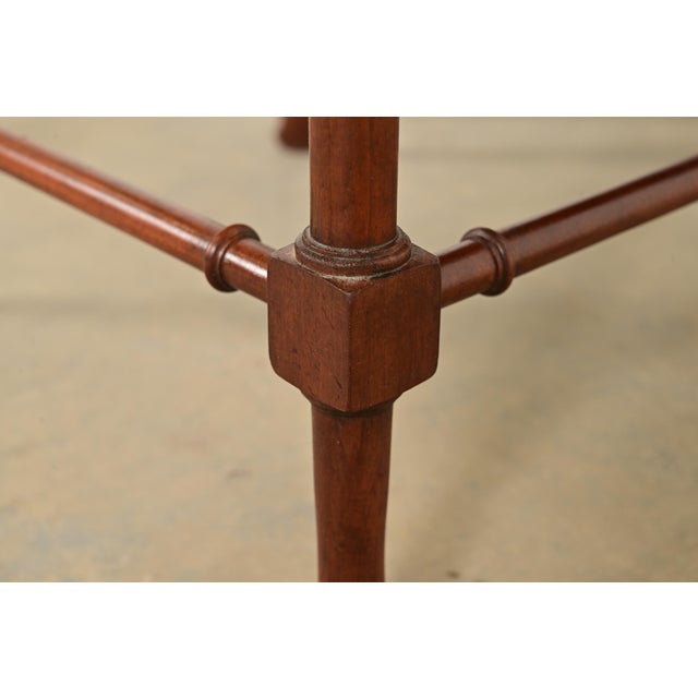 Baker Furniture English Regency Walnut and Burl Wood Parquet Top Nesting Tables, Pair For Sale - Image 9 of 13