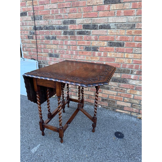 Antique English Carved Top Gateleg Table For Sale - Image 13 of 13