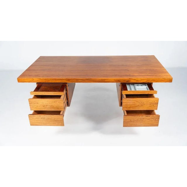 Mid-Century Modern Wooden and Chrome Desk, Italy, 1970s For Sale - Image 10 of 13