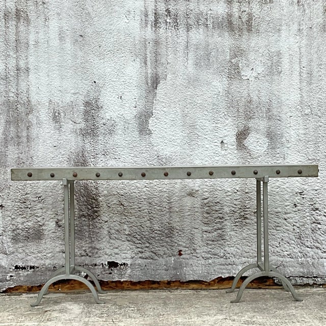 Vintage Boho Nailhead Plaster Console Table For Sale In West Palm - Image 6 of 11