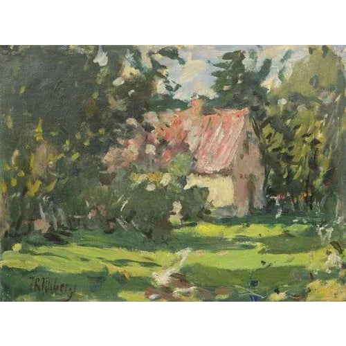 Farmstead, Oil on Board, 20th Century For Sale - Image 4 of 4