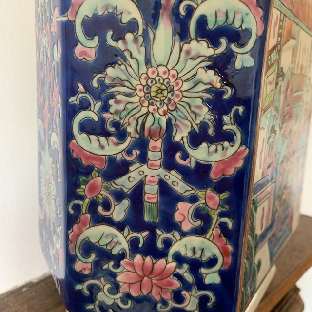 Ceramic Vintage Chinese Hexagonal Pot For Sale - Image 7 of 13