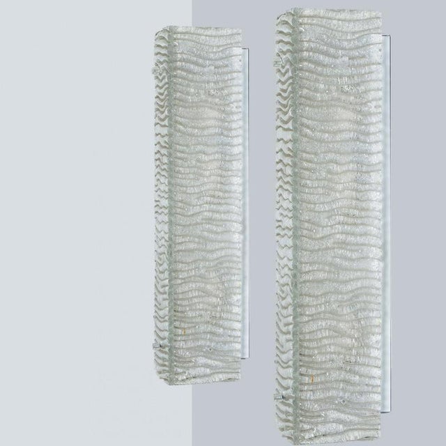 Structured Glass and White Metal Wall Light from Kaiser Leuchten, 1960s For Sale - Image 12 of 16