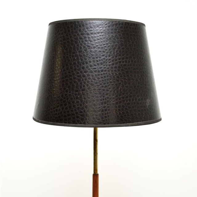 Mid-Century Modern Vintage Danish Teak and Brass Floor Lamp, 1960 For Sale - Image 3 of 6