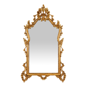 Vintage Italian Rococo Style Giltwood Mirror With Gold Leaf Patina – 53” Tall