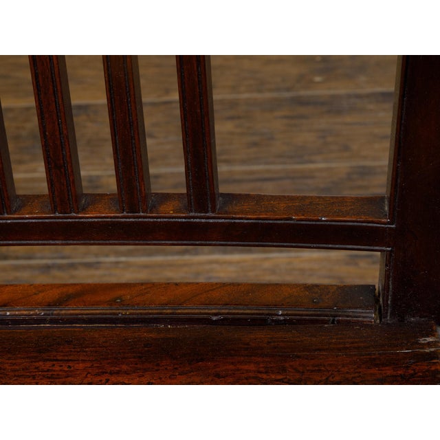 Pair of English Early 19th Century Plank Seat Chairs with Scrolling Arms For Sale - Image 11 of 12
