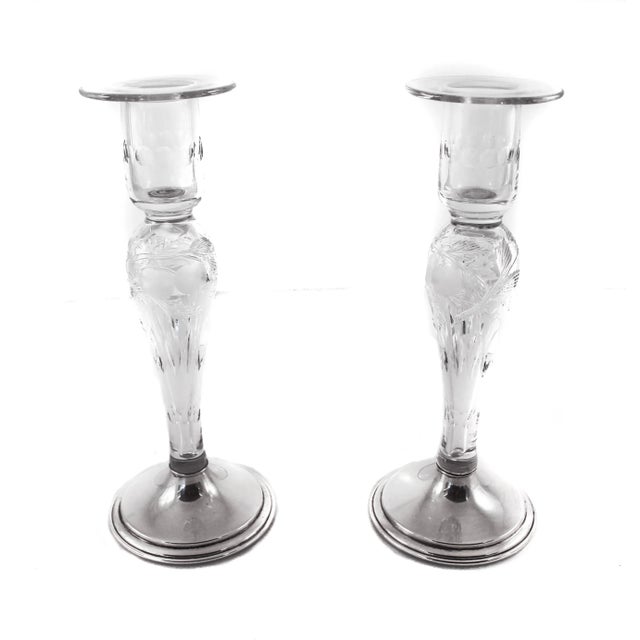 Hawkes Sterling Candlesticks and Bowl For Sale - Image 9 of 13
