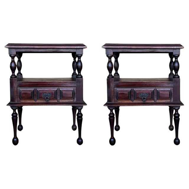 20th Century Pair of Solid Carved French Nightstands with Low Drawer For Sale - Image 15 of 18