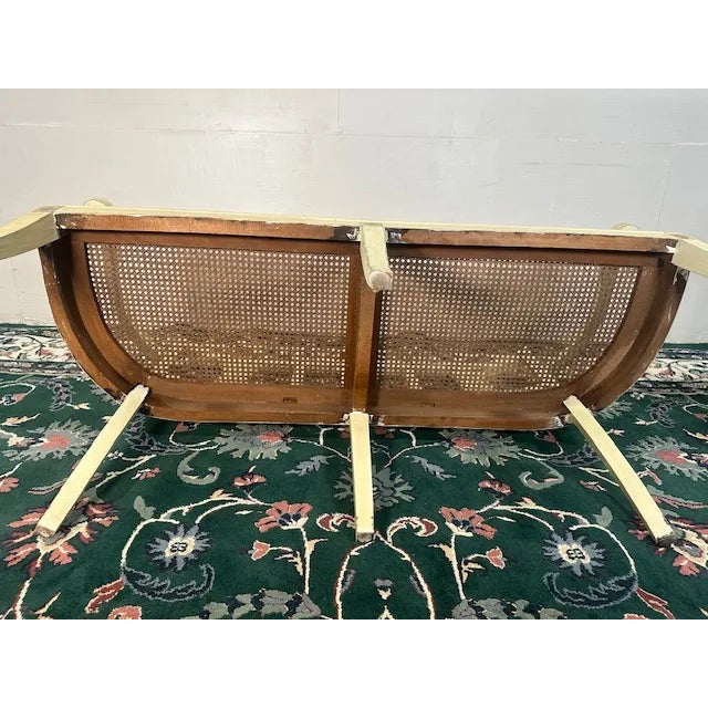 Textile 1960s French Style Entryway Bench With Rush Seat For Sale - Image 7 of 10