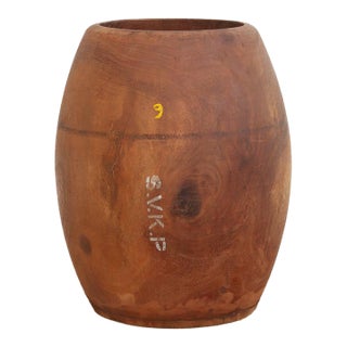16" Tall Antique Market Wood Pot For Sale