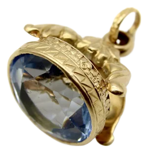 Vintage 14k Gold Italian Fob With Blue Paste Stone