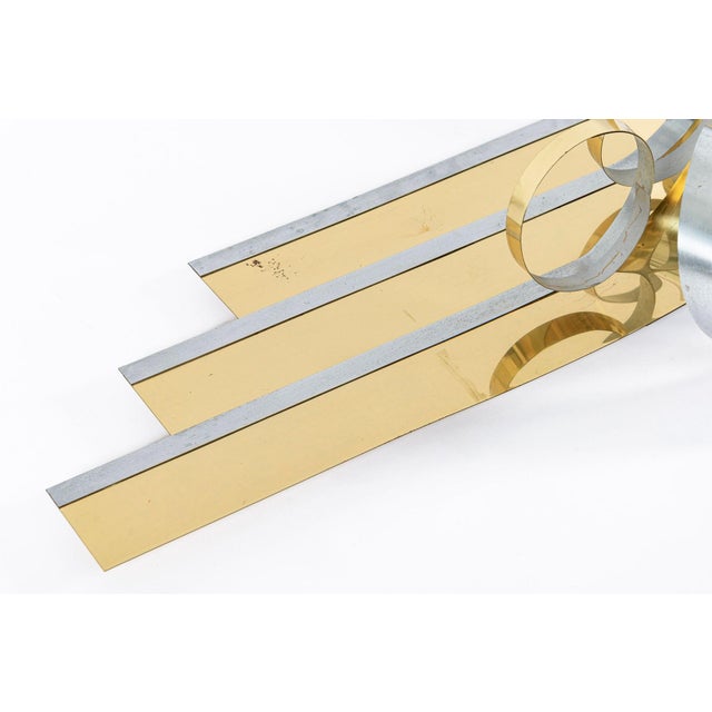 Brass Vintage Mid Century Large Metal Ribbon Wall Art Sculpture by Curtis Jere 1980s For Sale - Image 8 of 11