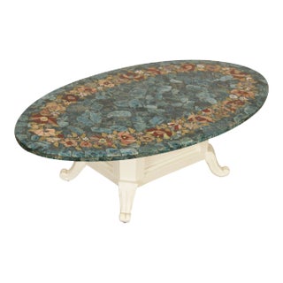 Mid Century Mosaic Marble Top Coffee Table For Sale