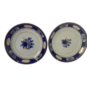Pair of 18th Century Chinese Export Deep Porcelain Dishes Persian Market