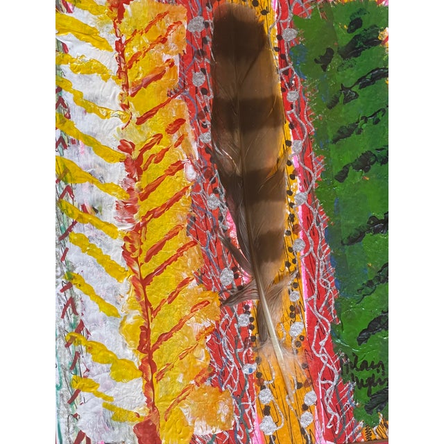 Wood Original Hilary Inglis "Birds of a Feather" Painting — Piece I of III For Sale - Image 7 of 9