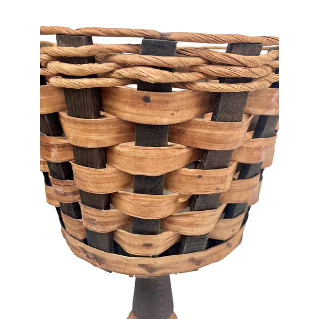 Pair Mid-Century Woven Basket Planters on Tripod Stands For Sale - Image 12 of 14