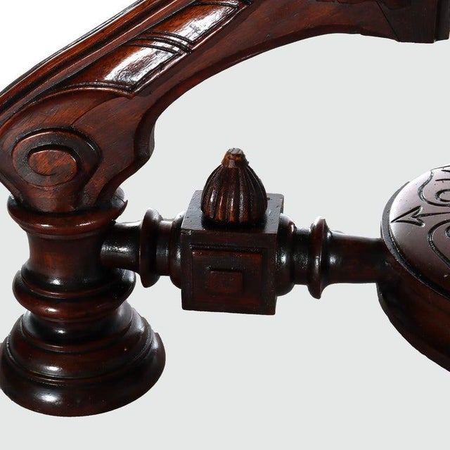 Brooks (Attr) Renaissance Revival Chip Carved Walnut & Burl Center Table C1890 For Sale - Image 11 of 16