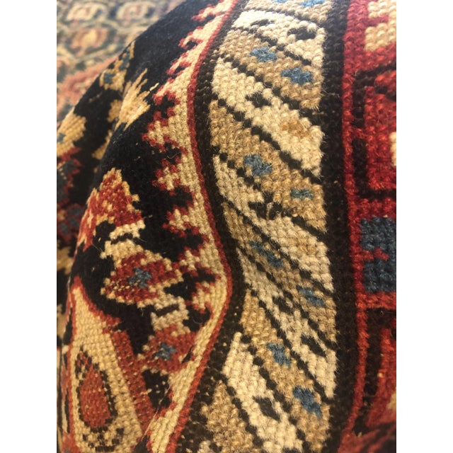 19th-Century Dark Blue & White Boteh and Birds Caucasus Runner Rug, 1890s For Sale - Image 6 of 17