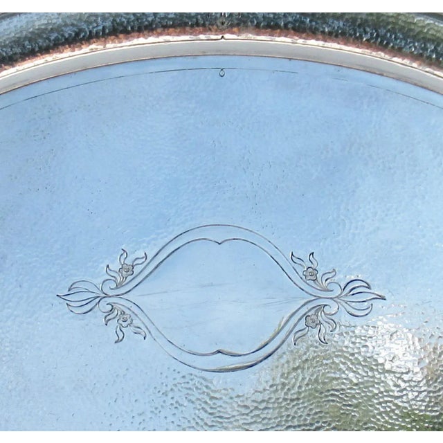 C.1930's Reed & Barton Silver Plate Moroccan-Style Hammered Oval-Shaped Grand Serving Tray For Sale In West Palm - Image 6 of 13