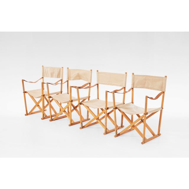 Vintage Safari Folding Chairs by Mogens Koch for Rud Rasmussen, 1960s, Set of 4 For Sale - Image 5 of 5