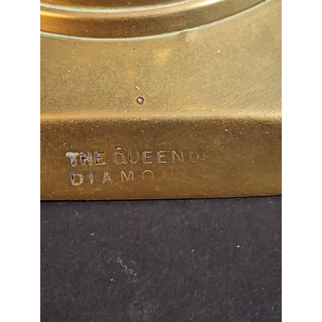 Brass Antique Matching Pair Victorian "The Queen of Diamonds" Brass Candlesticks 11" Push Up Ejector c.1897 For Sale - Image 8 of 18