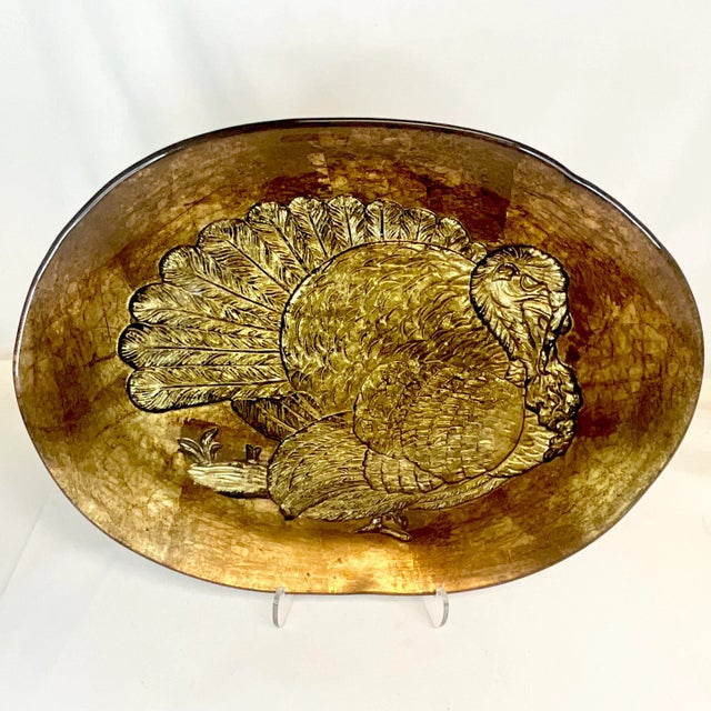 American 1980s Vintage Italian Venetian Boho Chic Hand Blown Glass Thanksgiving Turkey Platter. For Sale - Image 3 of 11