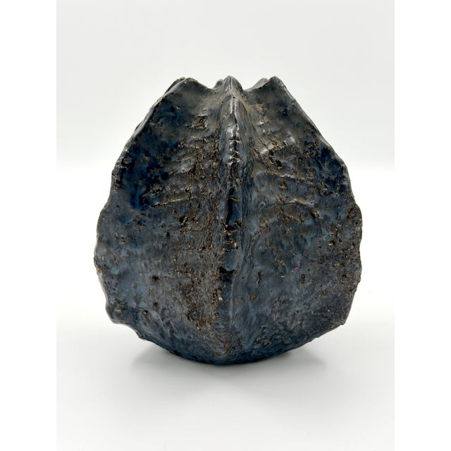 1960s Organic Blue Glazed Stoneware Vase by Helge Østerberg, Denmark, 1960s For Sale - Image 5 of 5